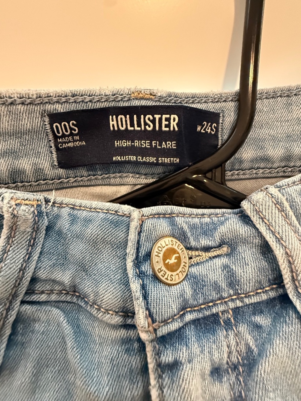 Hollister High-Rise Flare Jeans W24S Light Wash Gray Blue
